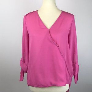 $45 WEST KEI Allan Surplice Tie Sleeve HighLow Top